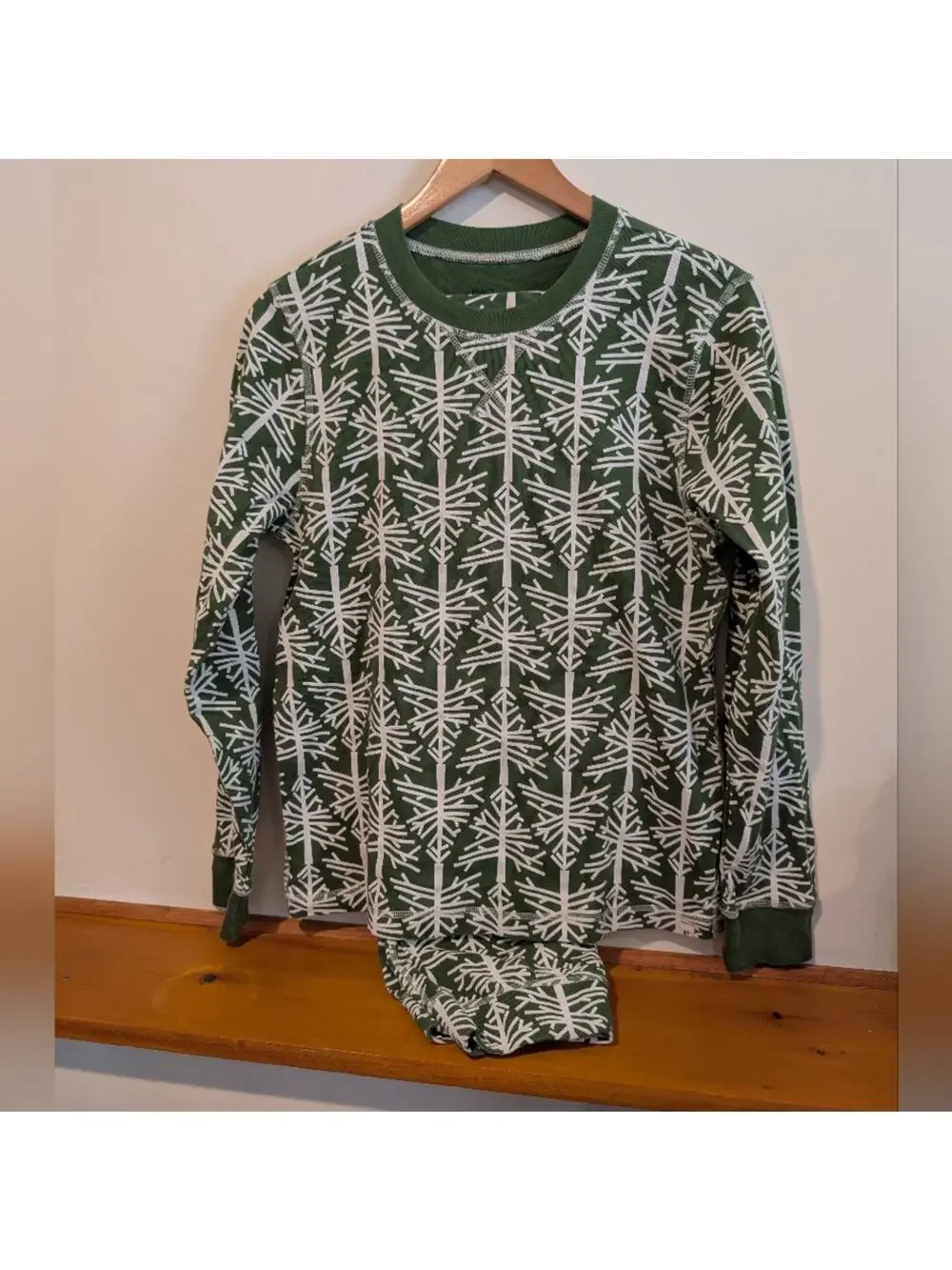 Pact Organic Cotton Pajama Set Green Tree Print Womens Small Lounge Set